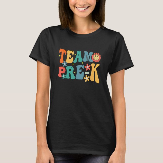 T-shirt Team Pre K Teacher Student Groovy Back To School F (Devant)