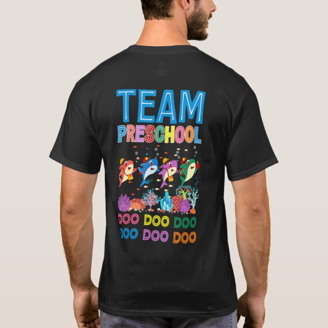 T-shirt Team Preschool Baby Shark Boys Girls Back To Schoo (Dos)