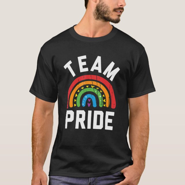 T-shirt Team Pride Lgbt Gay pride Rainbow Heart Tee Team (Devant)