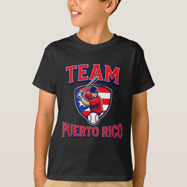 T-shirt Team Puerto Rico Baseball Flag Patriotic  (Devant)