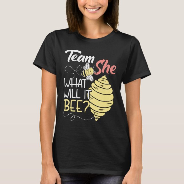 T-shirt Team She What Will It Bebe Baby Faire-part Genre (Devant)