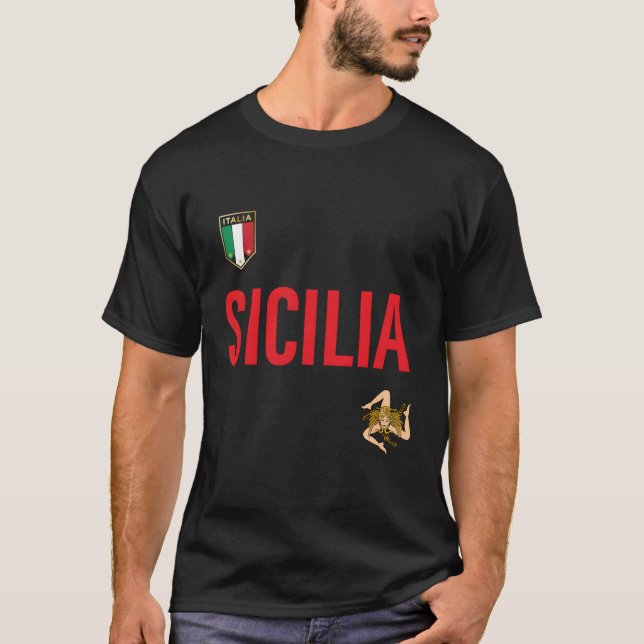 T-shirt Team Sicily Style Avec Trinacria Et Italia Shield (Devant)