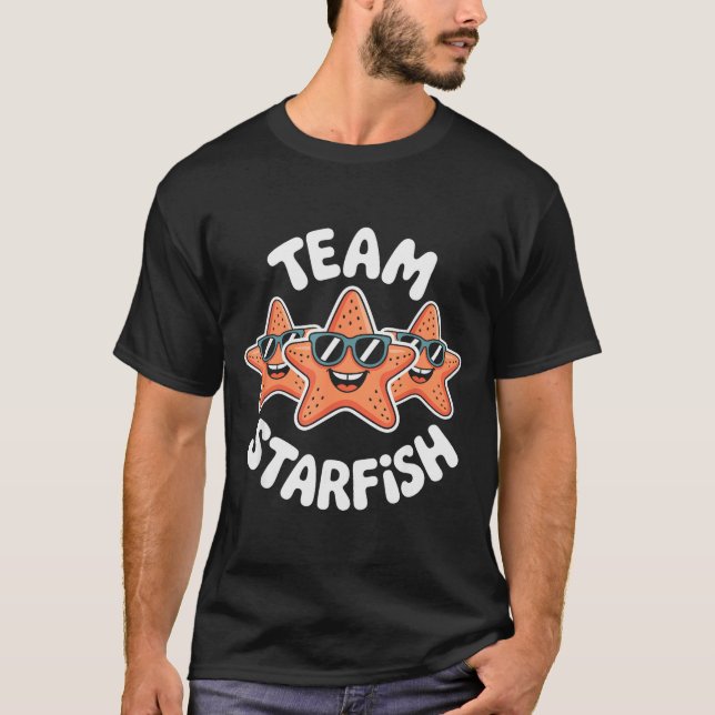 T-shirt Team Starfish Cool Sungles Ocean Cartoon Crew Funn (Devant)