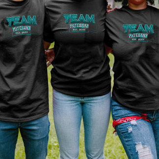 T-shirt Team Teal Family Crew Custom Name Sports Black