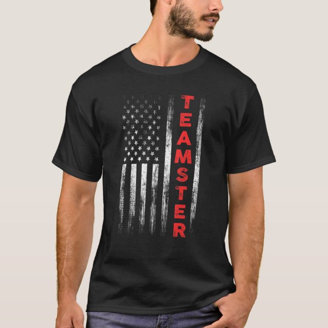 T-shirt Teamster American Flag Patriotique Truck Driver Us (Devant)