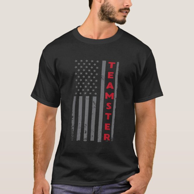 T-shirt Teamster American Flag Patriotique Truck Driver US (Devant)