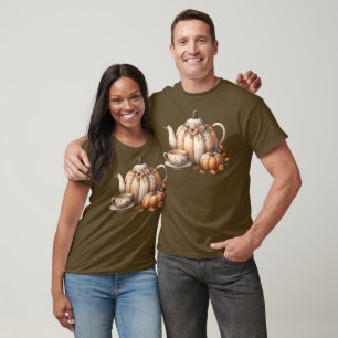T-shirt Teapot citrouille avec fleurs d'automne