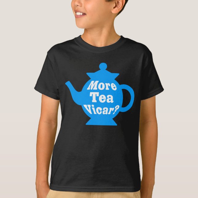 T-shirt Teapot - Plus de thé Vicar ? - Bleu moyen et blanc (Devant)