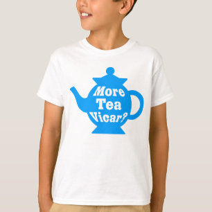 T-shirt Teapot - Plus de thé Vicar ? - Bleu moyen et blanc