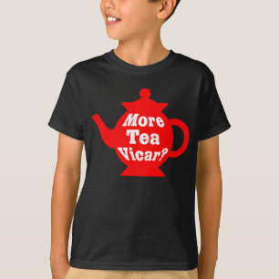 T-shirt Teapot - Plus de thé Vicar ? - Rouge et blanc