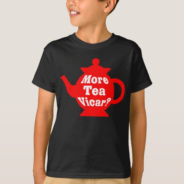 T-shirt Teapot - Plus de thé Vicar ? - Rouge et blanc (Devant)