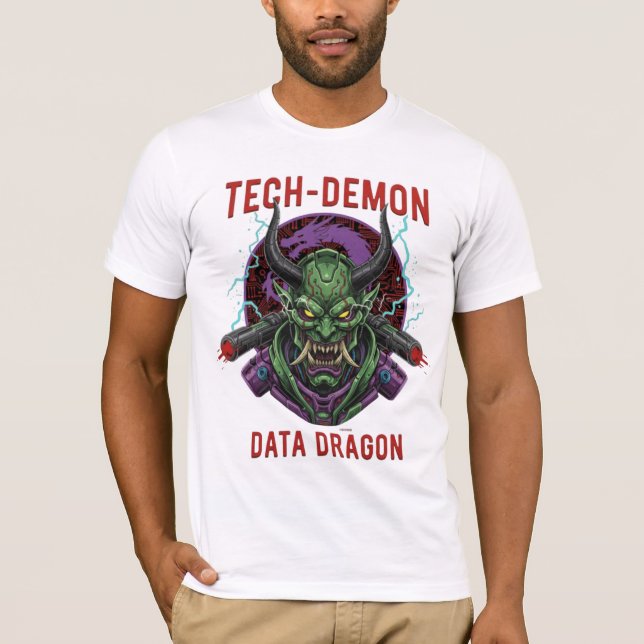 T-Shirt Tech-Démon Data Dragon | Cyberpunk Oni Mas (Devant)