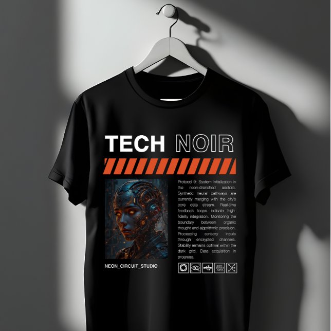 T-shirt Tech Noir Cyberpunk Androide (Créateur téléchargé)