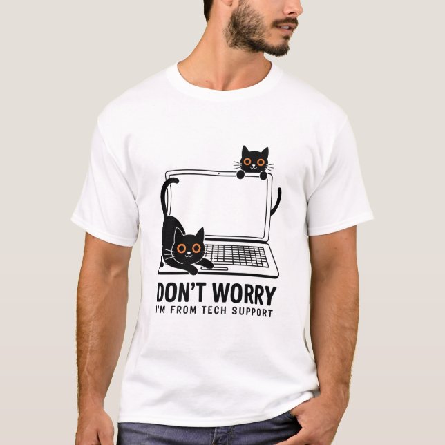 T-shirt Tech Support Cat – Funny IT / Geek Humor (Devant)