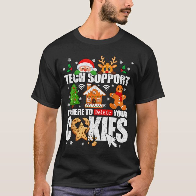 T-shirt Tech Support Delete Your Cookies Men Ugly Christma (Devant)