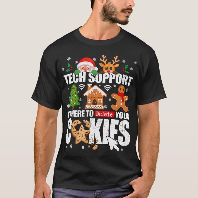 T-shirt Tech Support Supprimer Vos Cookies Hommes Noël Aff (Devant)
