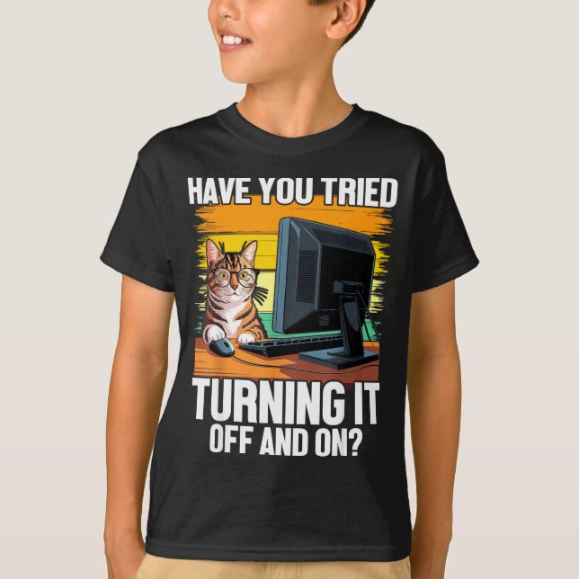 T-shirt Tech Suprt Humor I Cat Engineer Computer It Guy  (Devant)