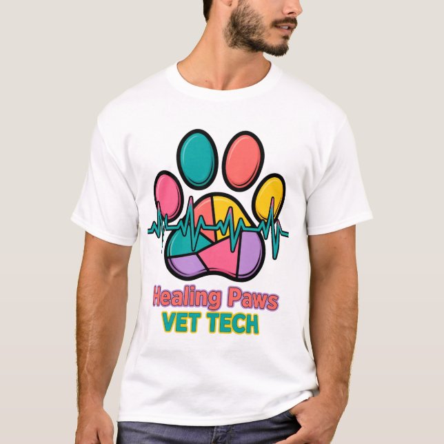 T-Shirt Tech Vétérinaire Healing Paws (Devant)
