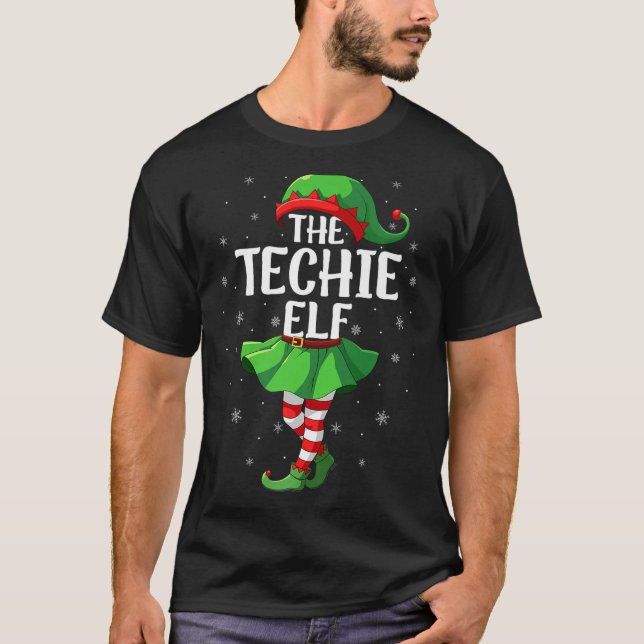 T-shirt Techie Elf Christmas Girls Women Elf Squad Xmas Fa (Devant)