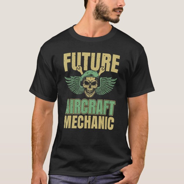 T-shirt Technician Skull  Engineer Aircraft Mechanic 1 (Devant)