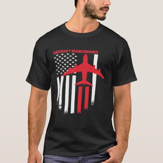 T-shirt Technicien d'aéronef American Flag Aviation Techn (Devant)