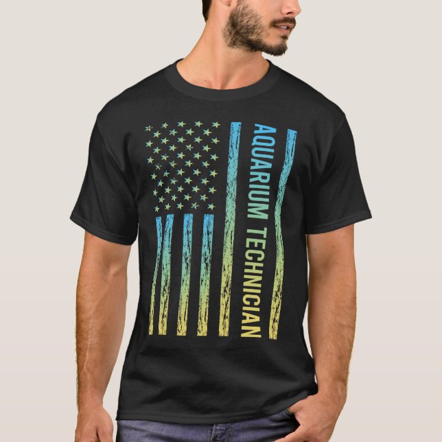 T-shirt Technicien d'aquarium jaune bleu (Devant)