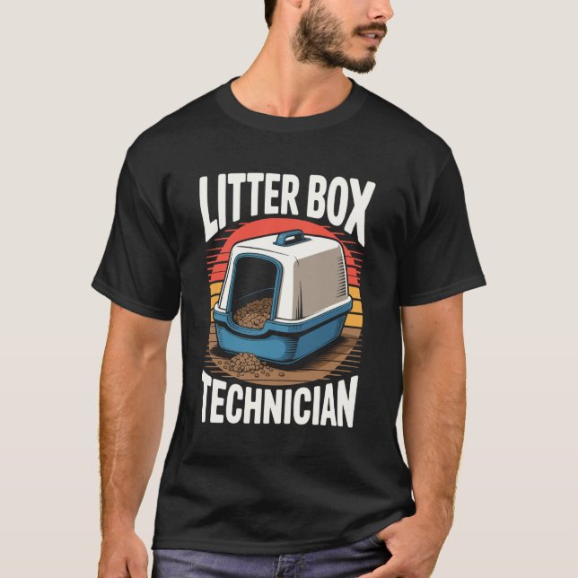 T-shirt Technicien de bac à litière Amateur de chat Chat (Devant)
