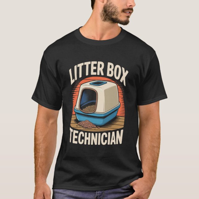 T-shirt Technicien de bac à litière Amateur de chat Chat 1 (Devant)