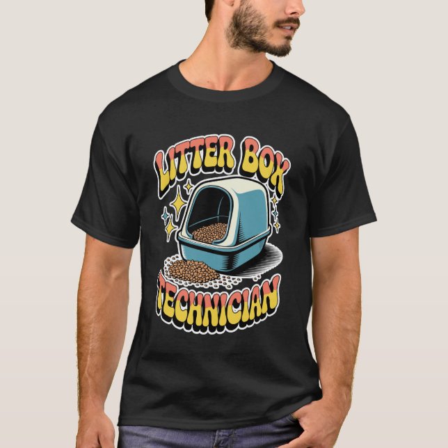 T-shirt Technicien de bac à litière Amateur de chat Chat 1 (Devant)