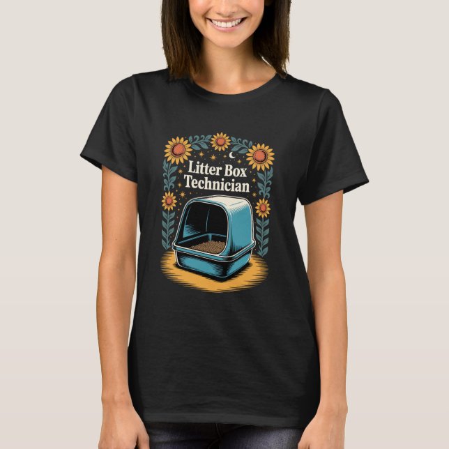 T-shirt Technicien de bac à litière Amateur de chat Drôle  (Devant)