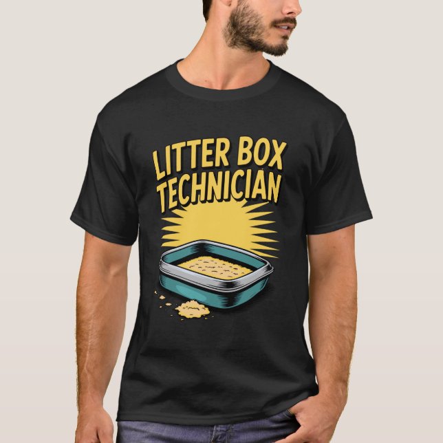T-shirt Technicien de bac à litière Chat amateur de chats (Devant)