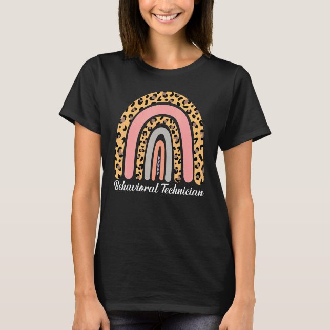 T-shirt Technicien de comportement arc-en-ciel léopard mig (Devant)