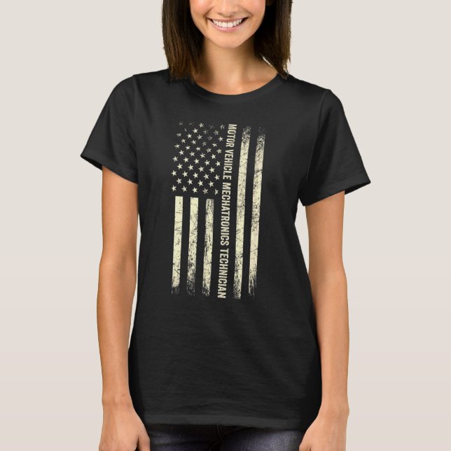 T-shirt Technicien De Drapeau Américain Fier De Technicien (Devant)