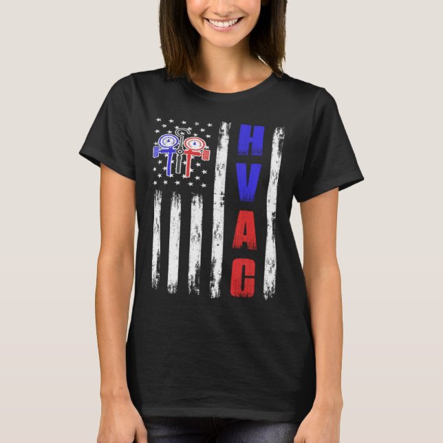T-shirt Technicien de drapeau HVAC Tech US (Devant)