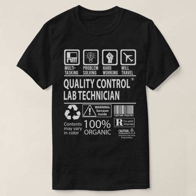 T-shirt Technicien de laboratoire de contrôle de la qualit (Design devant)