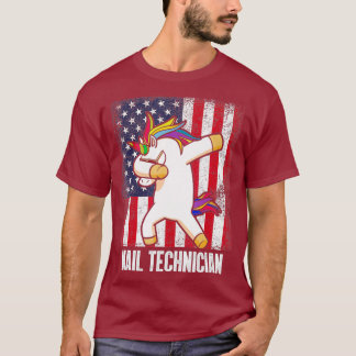 T-shirt Technicien de l'ongle Drapeau Unicorn Nail Tech Ar