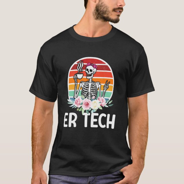 T-shirt Technicien de salle d'urgence squelette de technic (Devant)