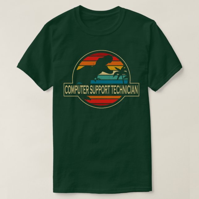 T-shirt Technicien de support informatique Dinosaur (Design devant)