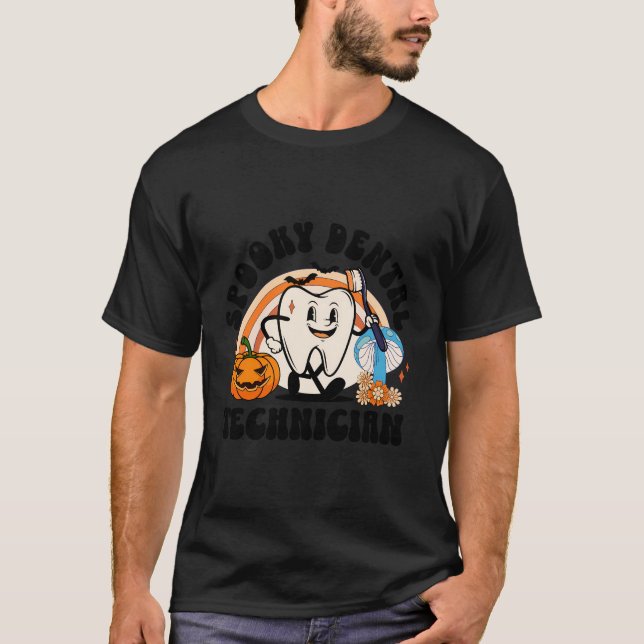 T-shirt Technicien dentaire éffrayant Rétro Halloween Dent (Devant)