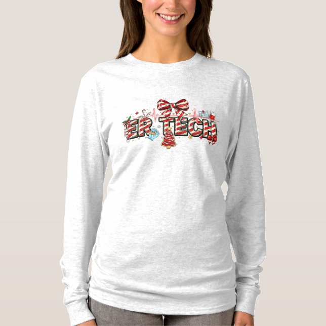 T-shirt Technicien des urgences Noël manches longues – Tec (Devant)