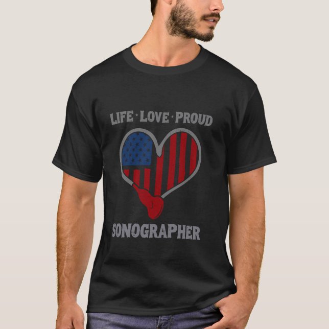 T-shirt Technicien échographie drapeau américain Sonograph (Devant)