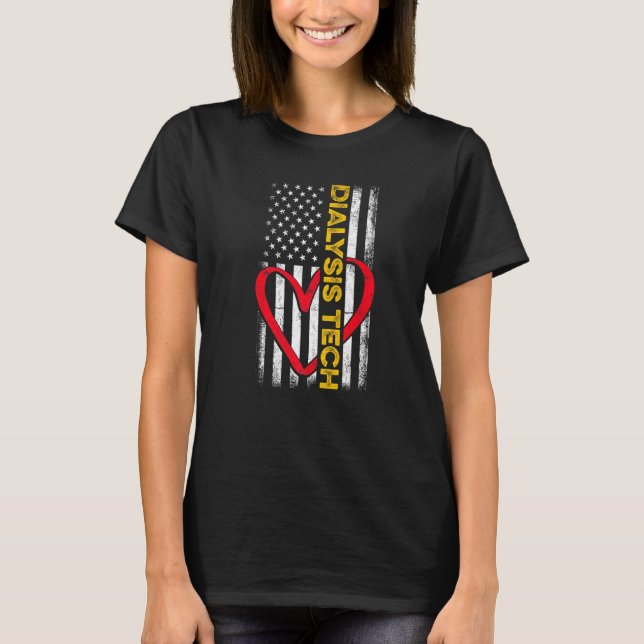 T-shirt Technicien en dialyse Drapeau Coeur Néphrologie (Devant)