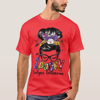 T-shirt Technicien en dialyse Messy Bun Joyeux cadeau d'Ha