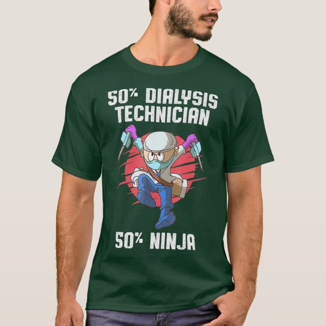 T-shirt Technicien en dialyse Ninja Nephrology Tech (Devant)