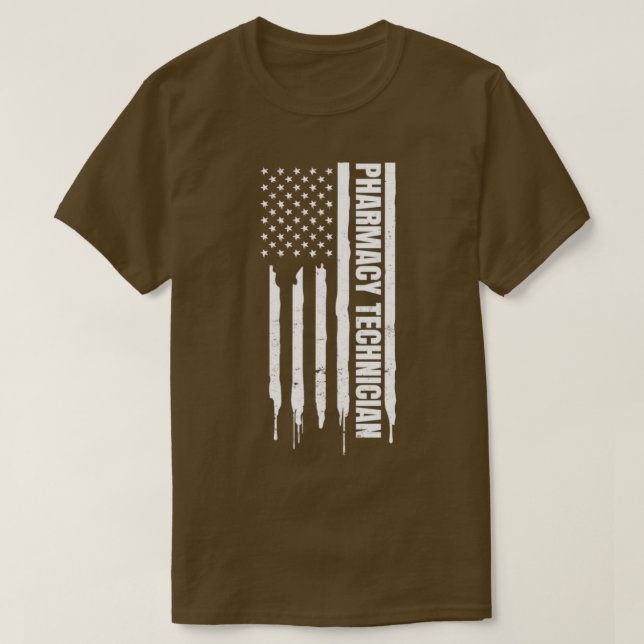 T-shirt Technicien En Pharmacie Chemise Patriotique US Amé (Design devant)
