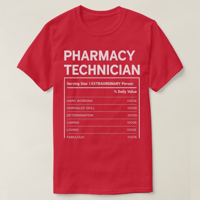 T-shirt Technicien en pharmacie Nutrition Fiches technique (Design devant)