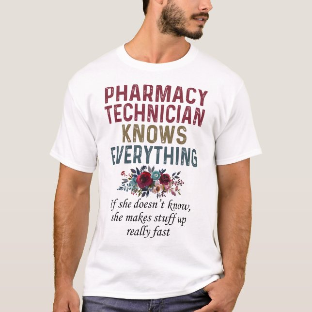 T-shirt Technicien En Pharmacie Sait Tout (Devant)