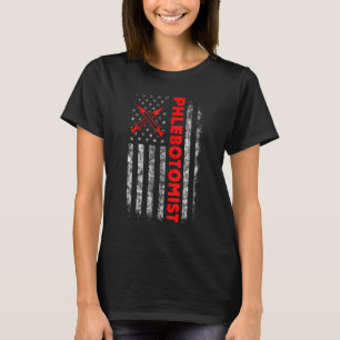 T-shirt Technicien en phlébotomie du drapeau américain amé