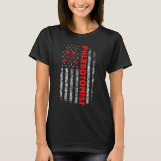 T-shirt Technicien en phlébotomie du drapeau américain amé