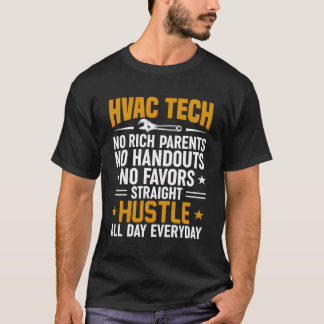 T-shirt Technicien Hvac Drôle Poigné Droit Toute La Journé